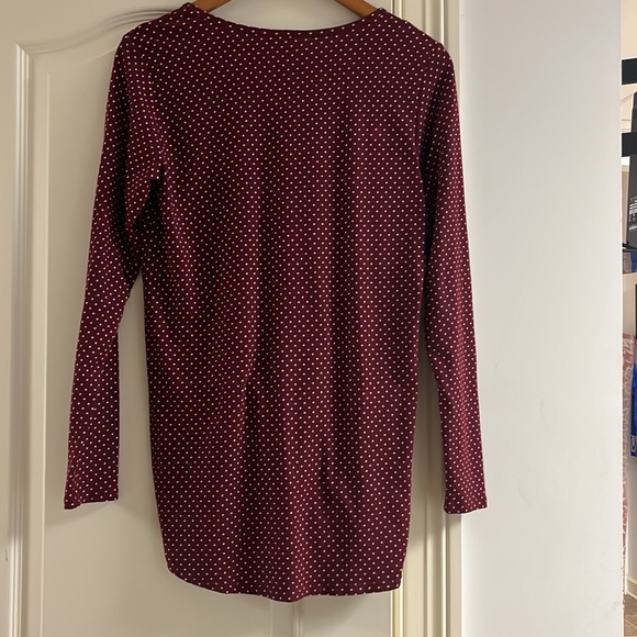 Dry Goods Maroon Long Sleeve with Pink Dots and Tie Bottom - Picture 2 of 2